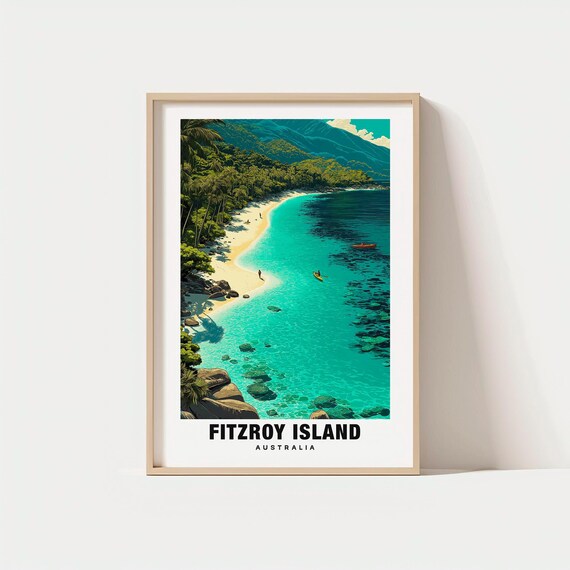 Fitzroy Island Print Australia Poster Coastal Views Travel Art Tropical Escape Coral Reefs Scenic Beauty Ocean Charm Barrier Reef