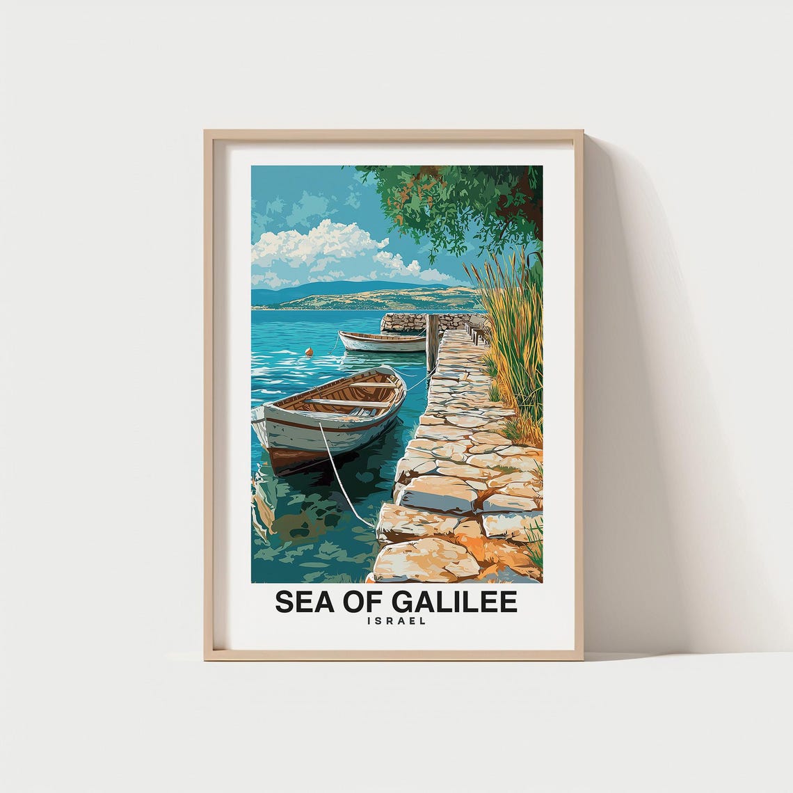 Sea Of Galilee Travel Print Wall Art Tiberias Israel City Print Sea Of Galilee Travel Gift Sea Of Galilee Poster