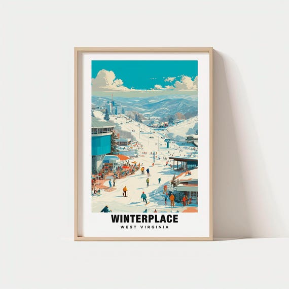 Winterplace Ski Resort Print West Virginia Poster Travel Art Snowy Slopes Nature Escape Scenic Views Winter Fun Outdoor Decor