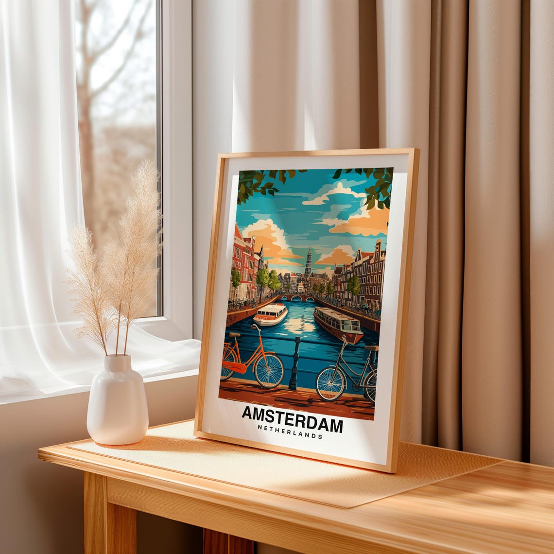 Amsterdam Print Netherlands Poster Travel Wall Art Cityscape Print Europe Poster Canal Art Urban Decor Scenic Print Travel Poster - Image 3