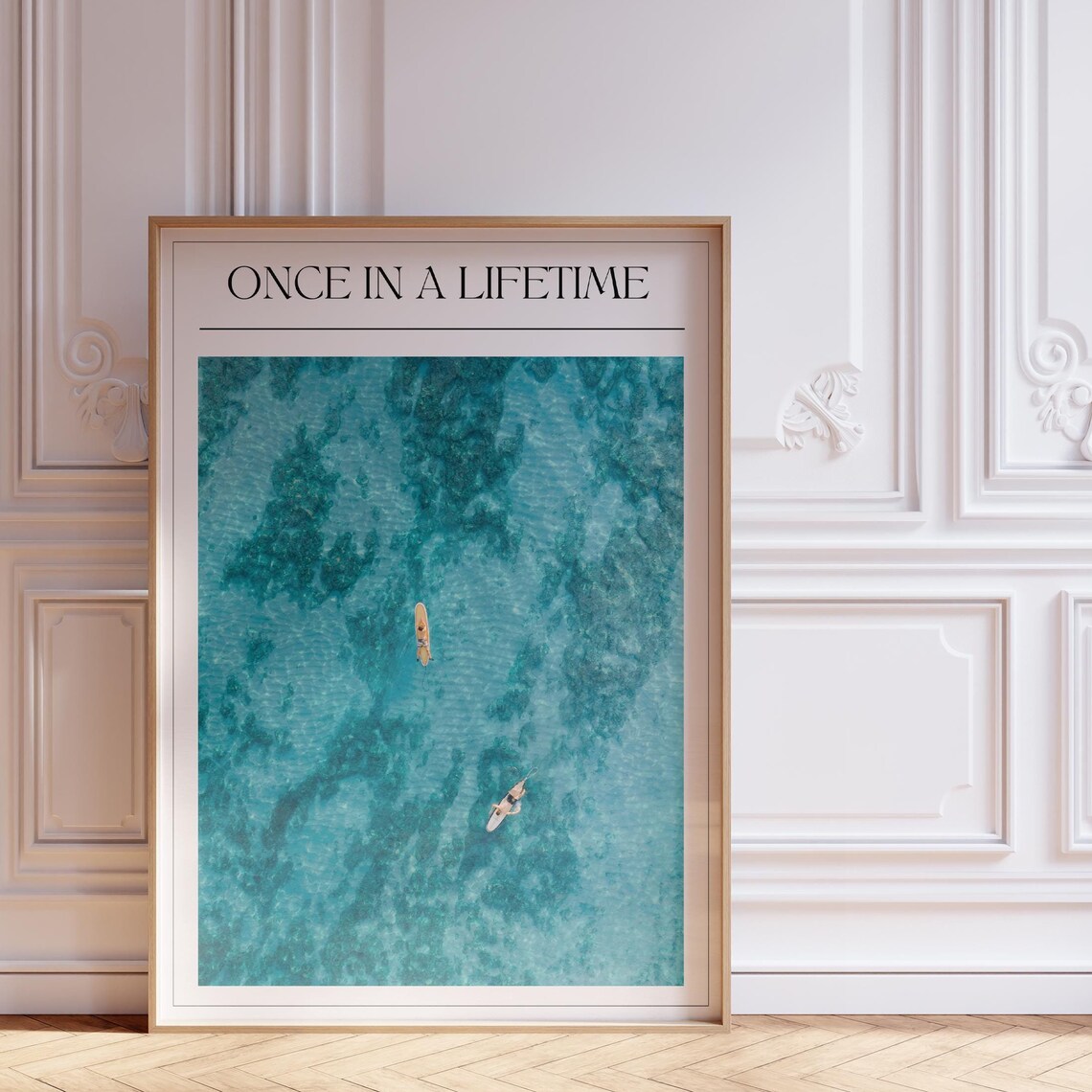Once in a Lifetime Aerial Surfers Turquoise Photo Art Wall Poster