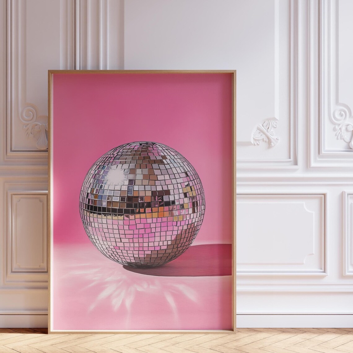 Pink Disco Ball Glam Minimal Trendy Party Wall Decor Art Poster