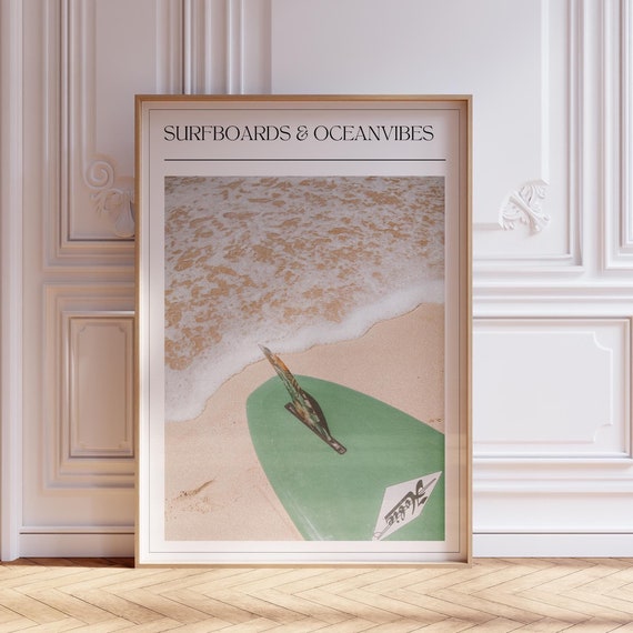 Retro Surf Poster Vintage Waves Wall Art For Aesthetic Room Decor Coastal Prints Above Couch Art Beach Print Beach Print For Boho Decor