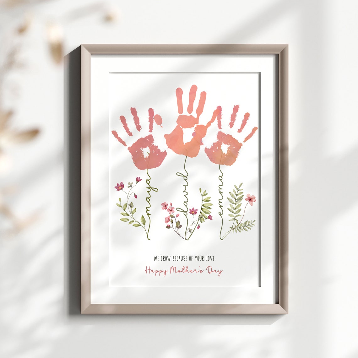 Personalized Handprint Flower Art Print for Mom - Image 3