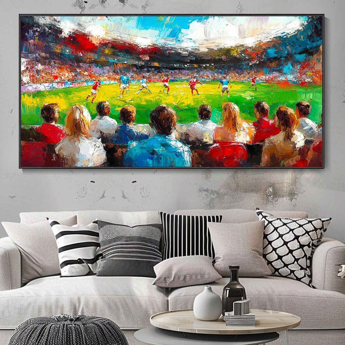 Footballsoccer Stadium Abstract Oil Painting Sports Wall Art On Custom Painting Texture Wall Art Ball Game Stadium Texture Painting