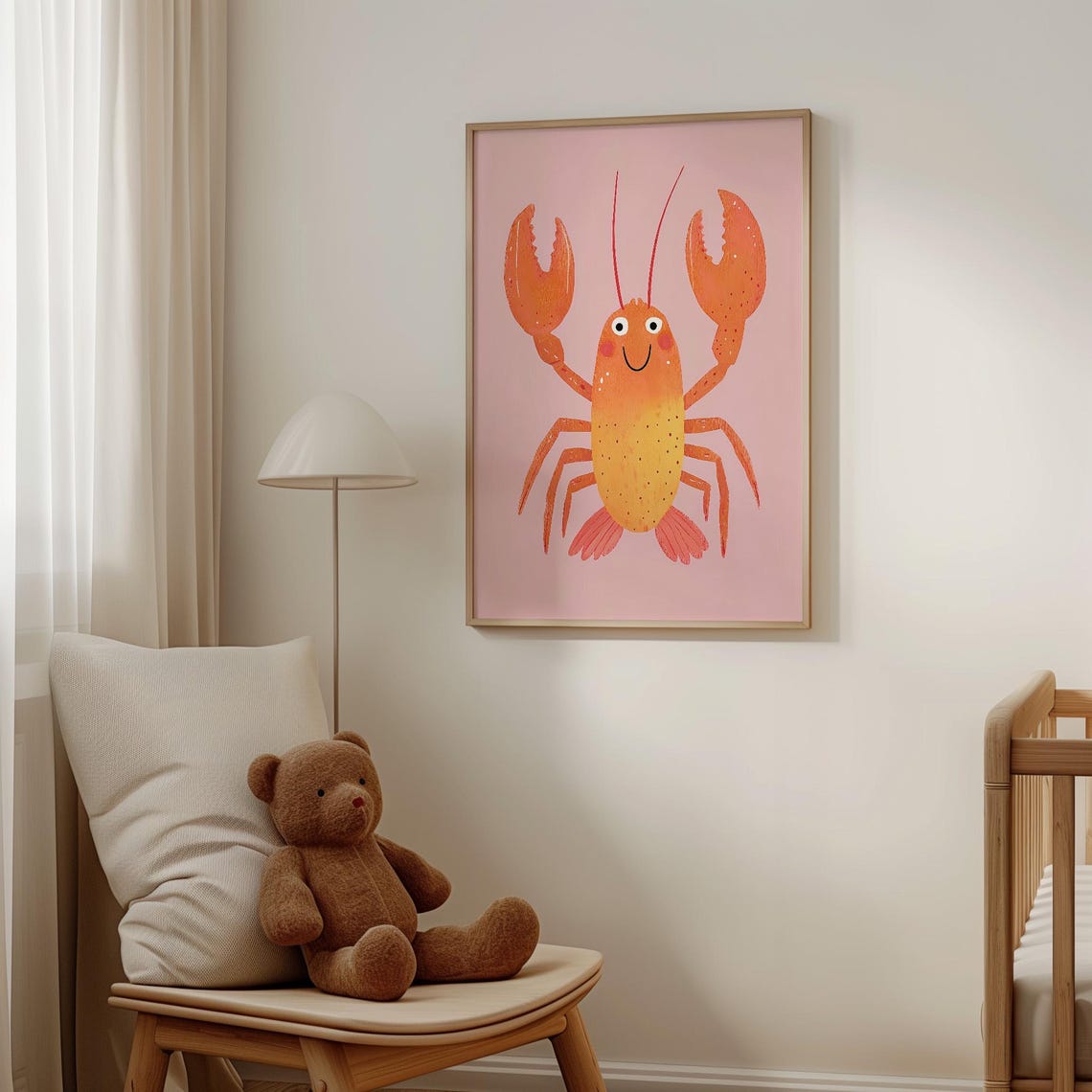 Lobster Nursery Print Cute Lobster Poster Animal Nursery Wall Art Pink Nursery Decor Kids Room Illustration Toddler Playroom Artwork - Image 4