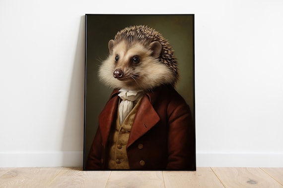 Renaissance Hedgehog Portrait Print Animal Human Body Wall Art