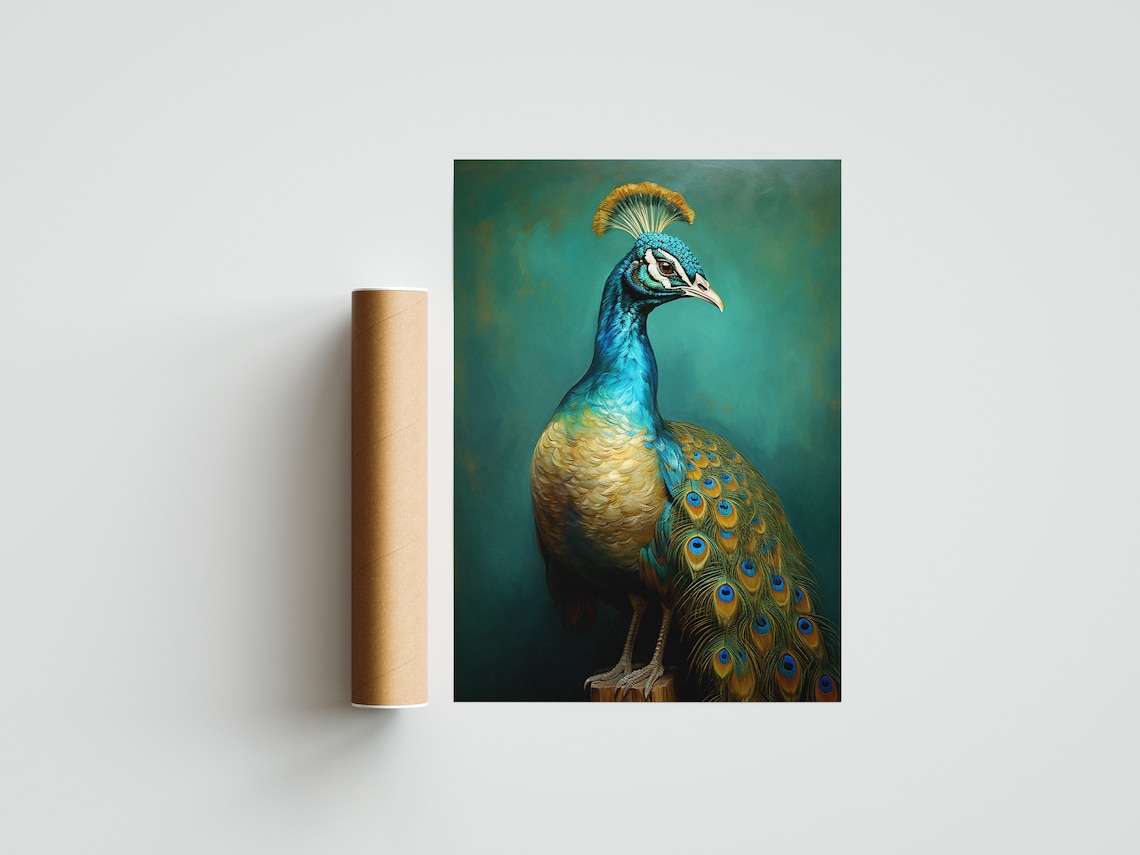 Vintage Peacock Portrait Art Print, Peacock Decor - Image 3