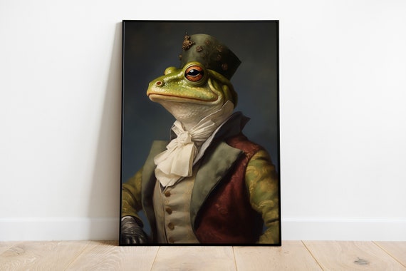 Renaissance Frog Portrait Art Print Funny Animal Artwork
