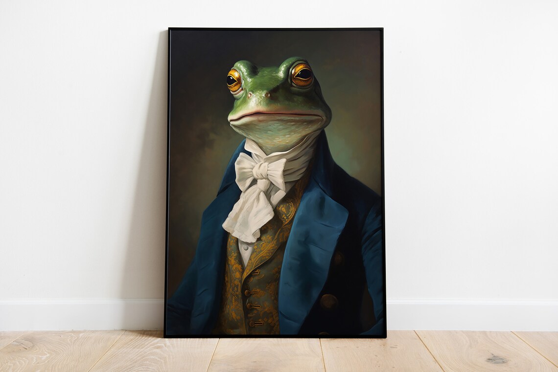 Renaissance Frog Portrait, Vintage Animal Art Print