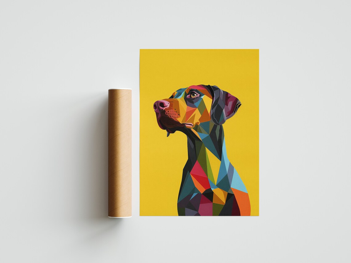 Weimaraner Colourful Minimalist Dog Portrait Poster - Image 2