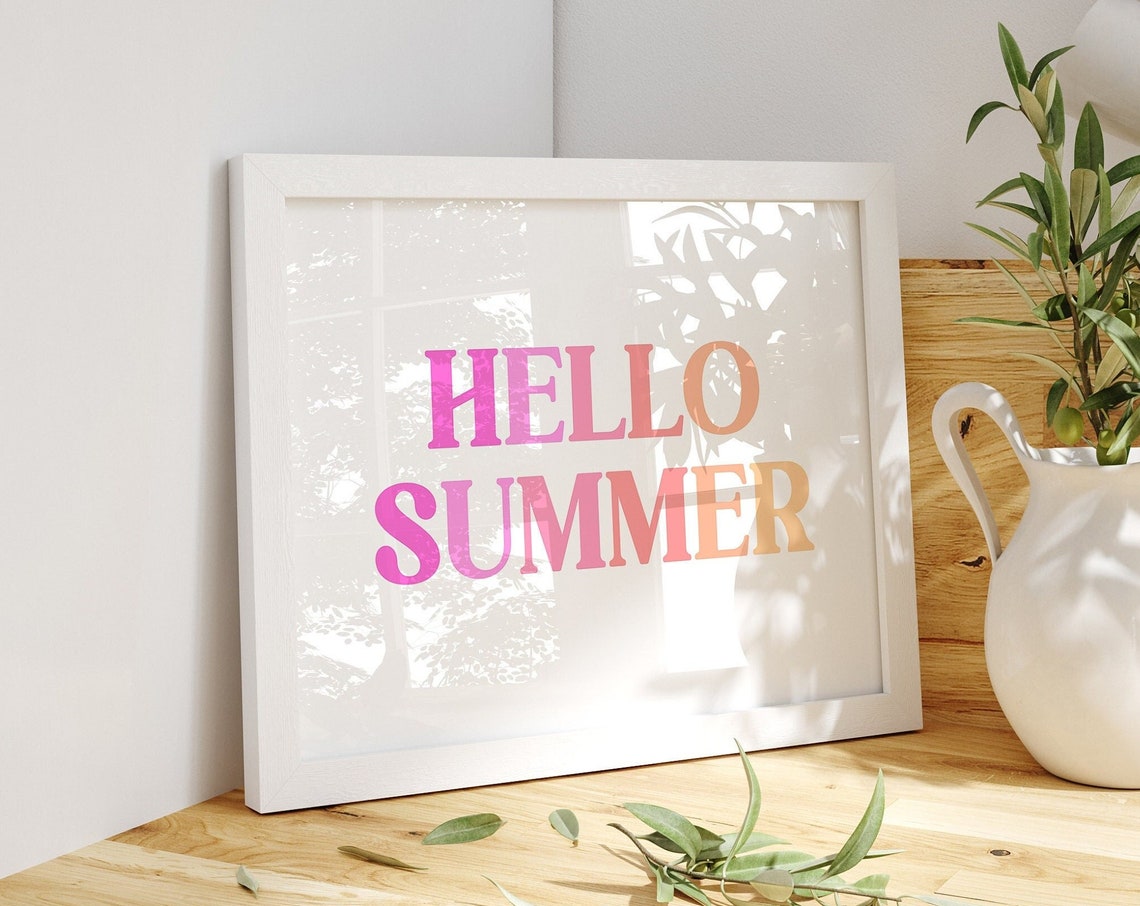 Hello Summer Pastel Ombre Typography Seasonal Wall Print Decor - Image 4