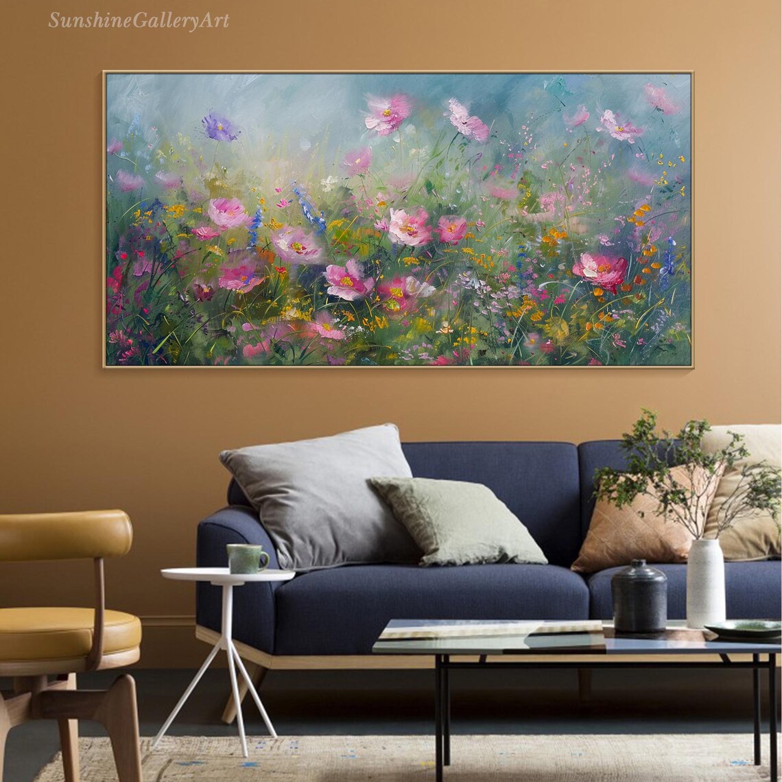 Pastel Wildflower Meadow In Pink Yellow And Lavender Art Poster - Image 2