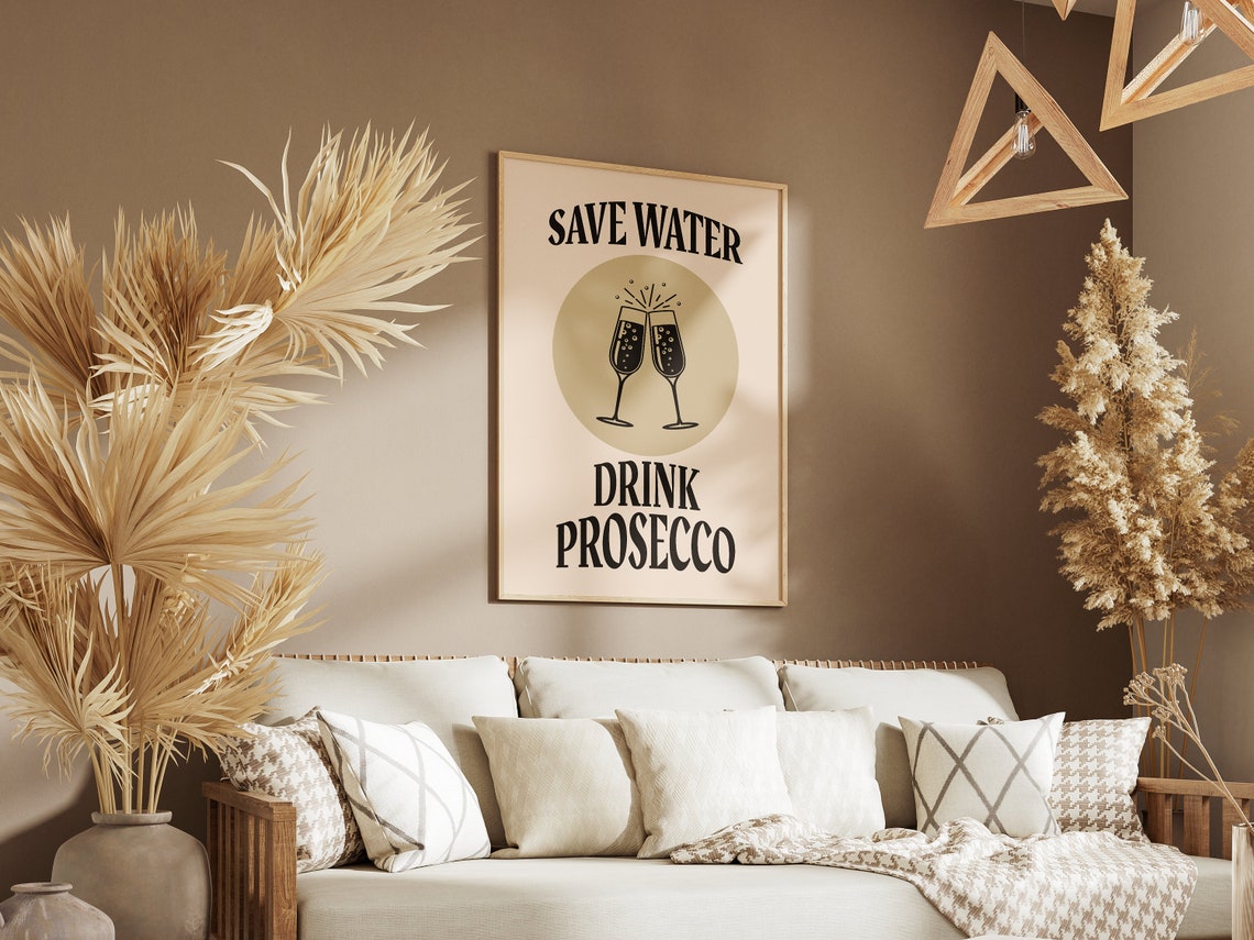 Save Water Drink Prosecco Funny Retro Champagne Bar Party Poster - Image 4