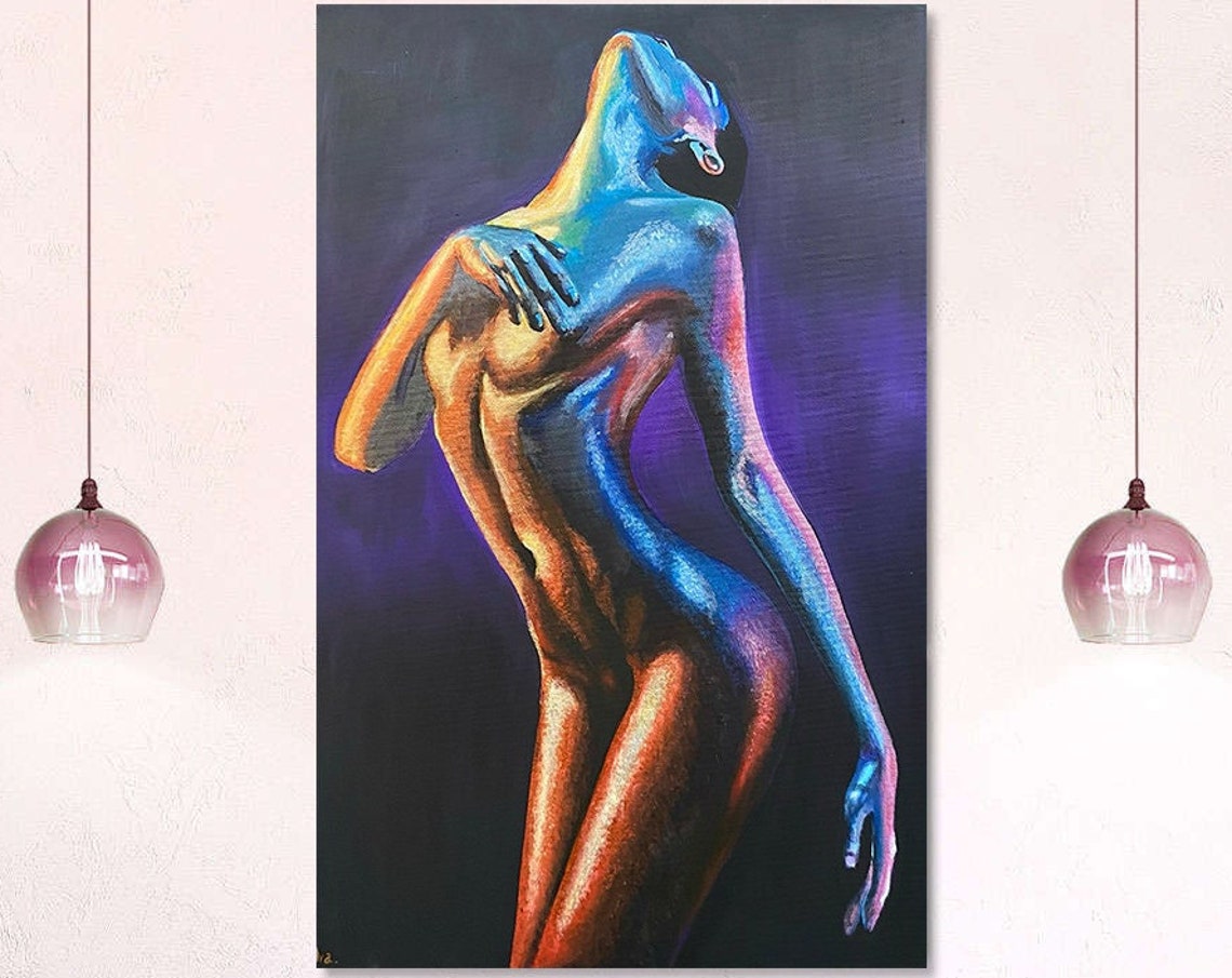 Female Nude Painting Original Nude Abstract Painting On Naked Woman Wall Art Naked Painting Body Sensual Art Topless Woman Painting - Image 2