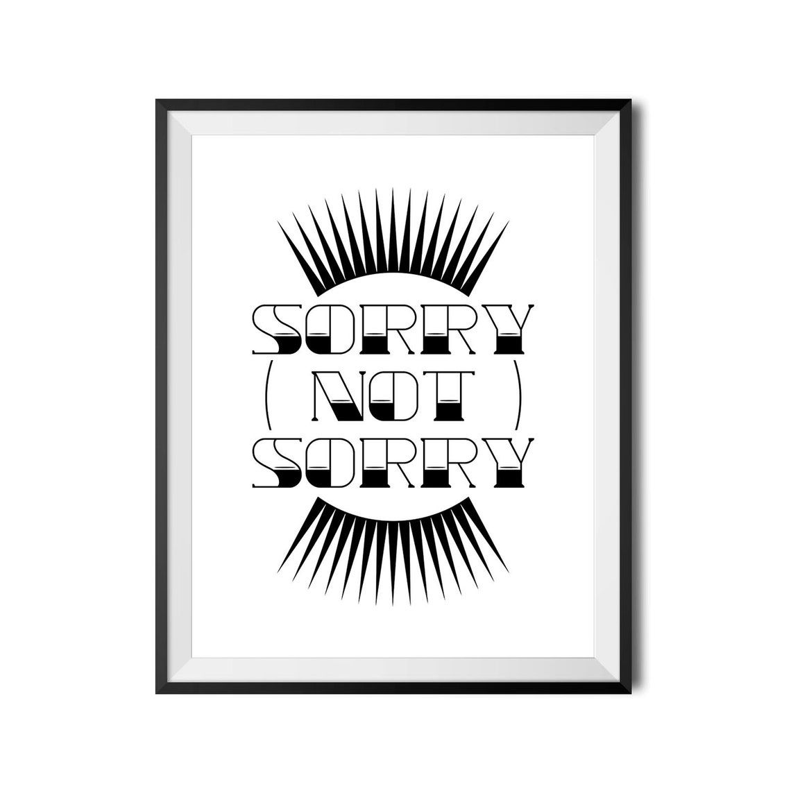 Sorry Not Sorry Retro Eyelash Sunburst Art Deco Funny Poster - Image 3