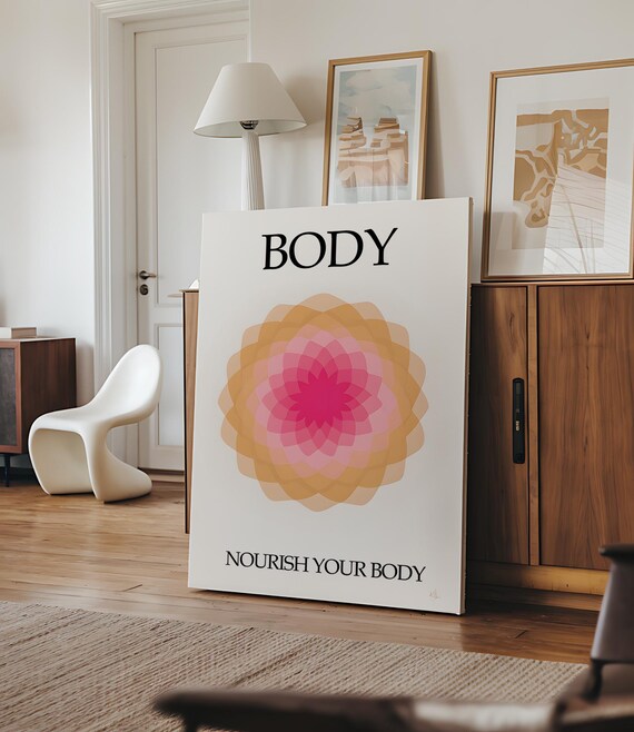 Nourish Your Body Gradient Mandala Minimalist Wellness Mindset Poster