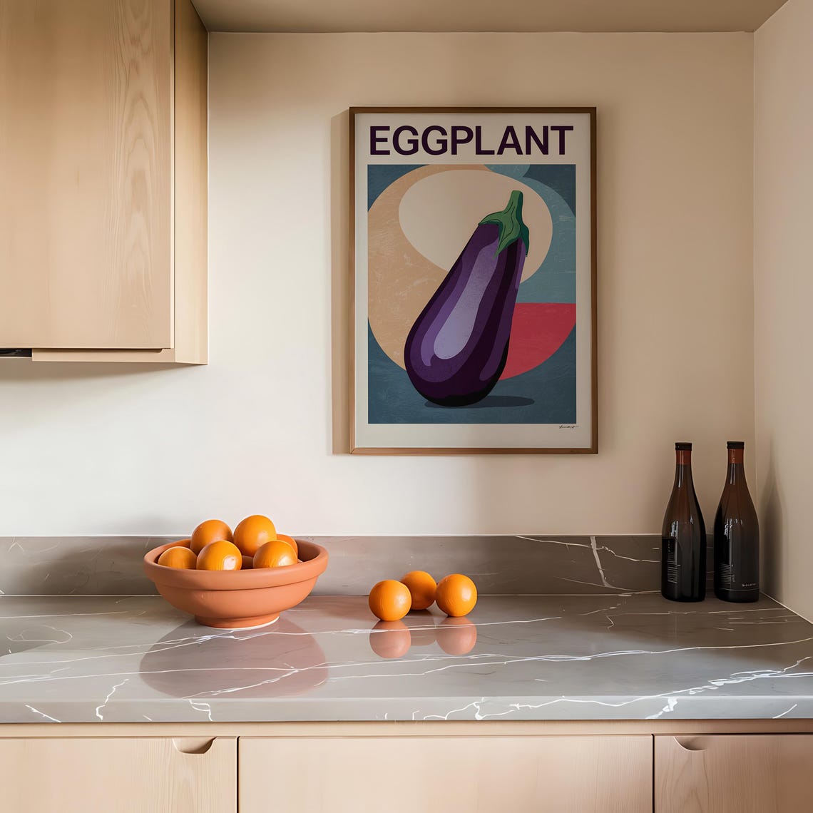 Eggplant Vegetable Art Print Modern Kitchen Wall Decor Purple Produce Illustration Farmhouse Kitchen Decor Rustic Vegetable Print - Image 3