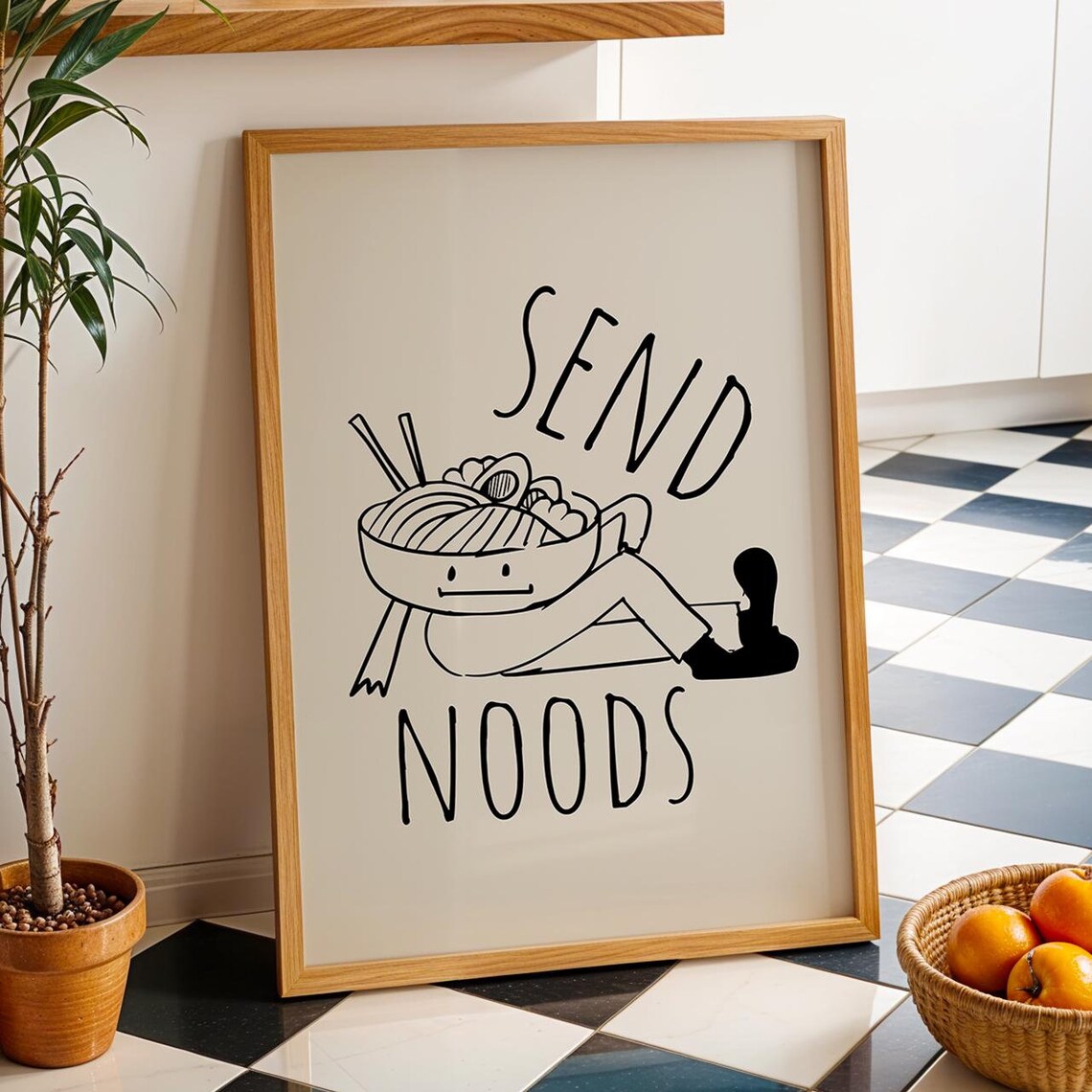 Send Noods Print Funny Wall Art Minimalist Poster Line Drawing - Image 3