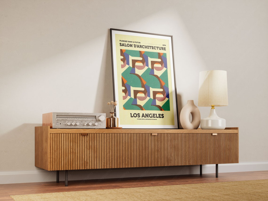 Salon Darchitecture 1974 Los Angeles Geometric Cubist Design Poster - Image 2