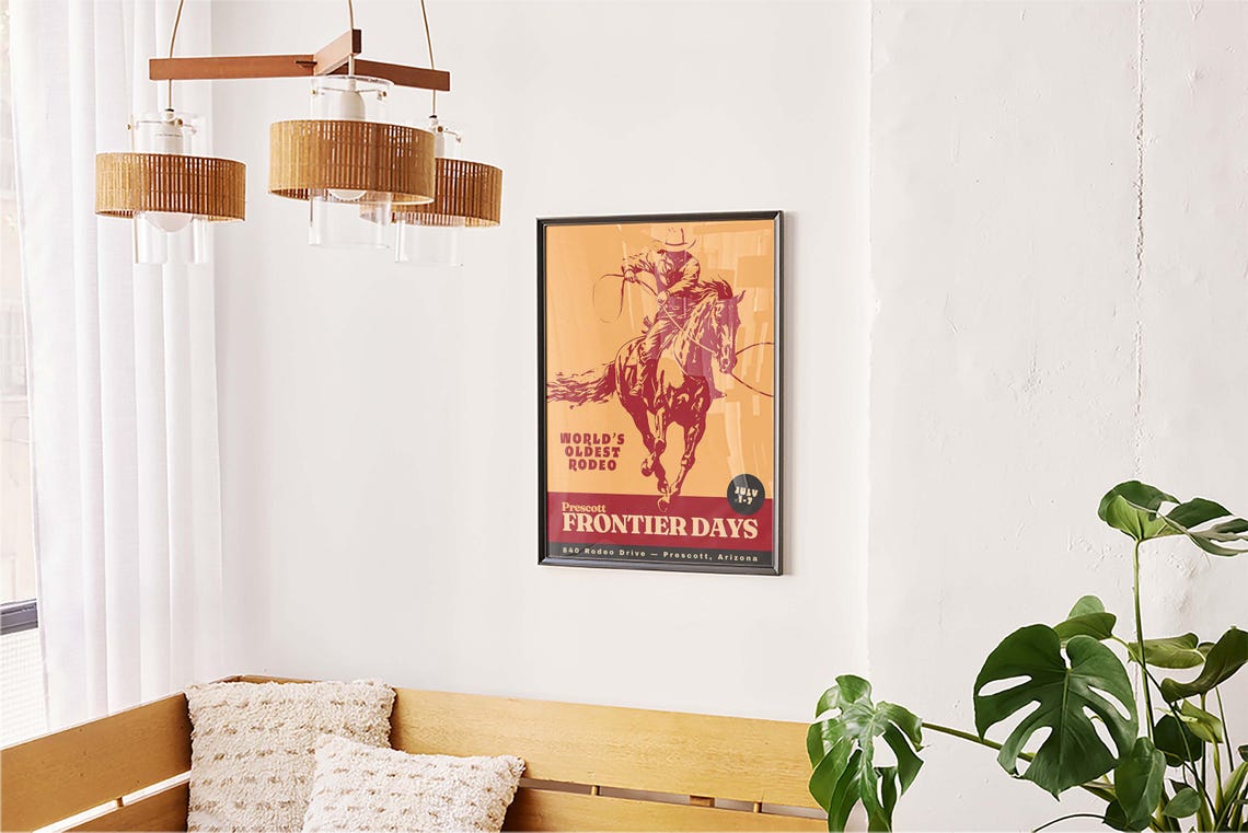 Prescott Frontier Days World Oldest Rodeo Arizona Vintage Event Poster - Image 5