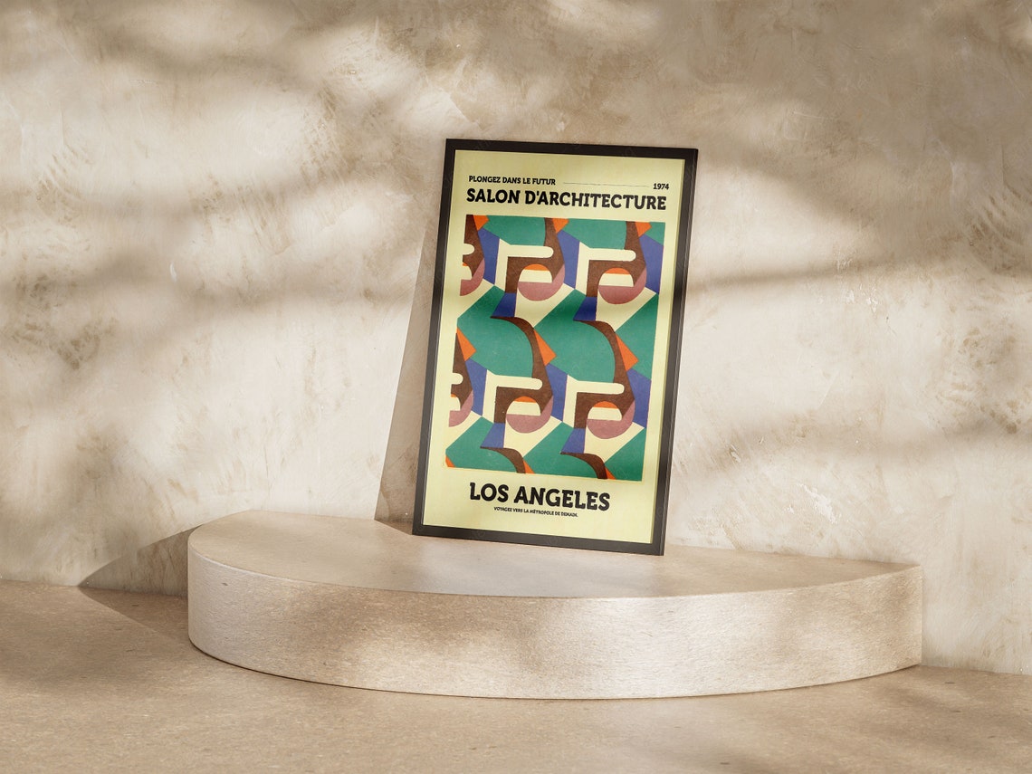 Salon Darchitecture 1974 Los Angeles Geometric Cubist Design Poster - Image 5