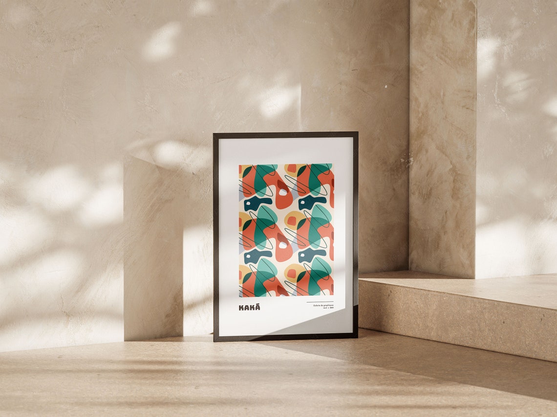 Kaka Galerie Graphiques Abstract Teal Orange Patterned Art Print - Image 4