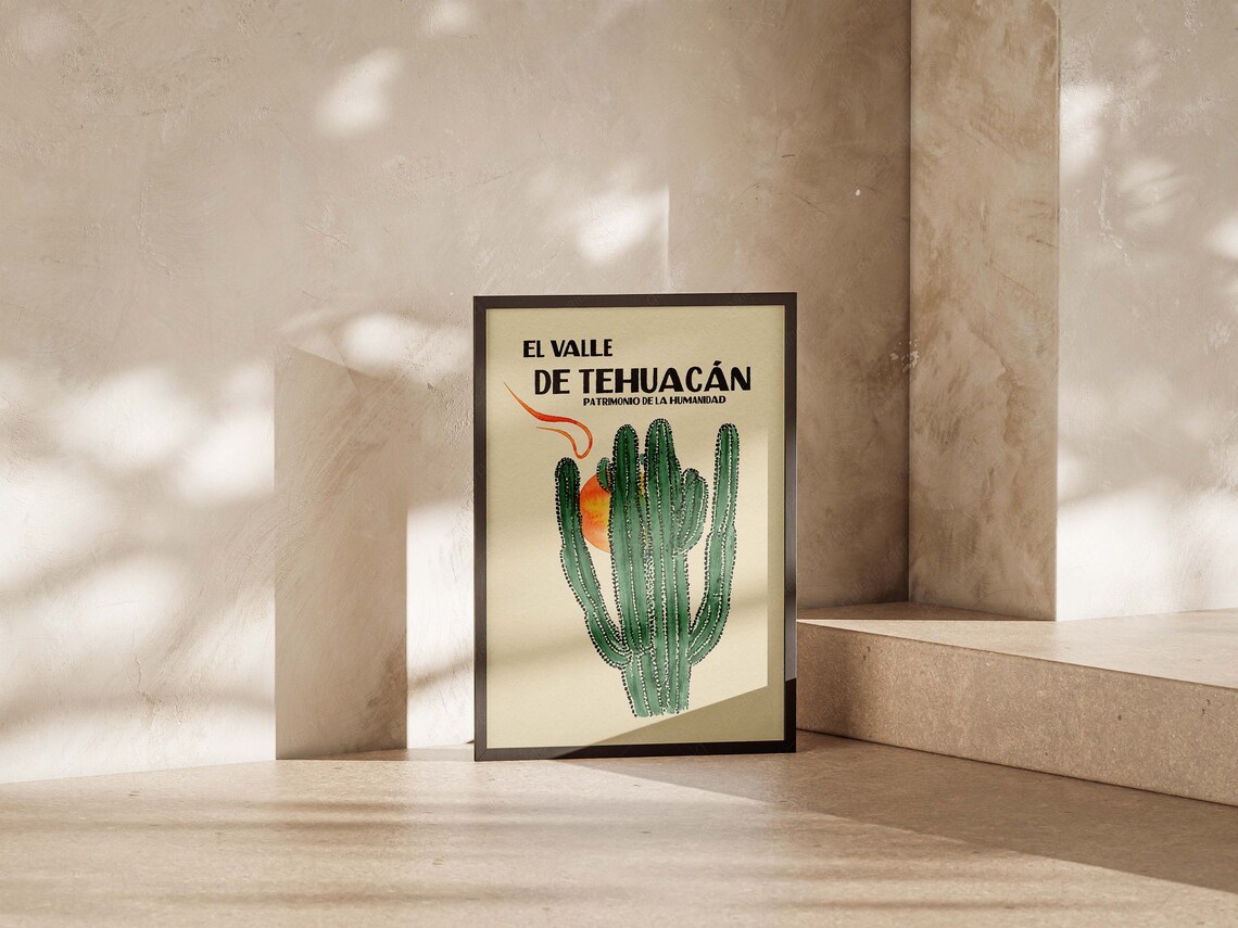 Vintage Mexico Valle De Tehuacan Cactus Poster - Image 4