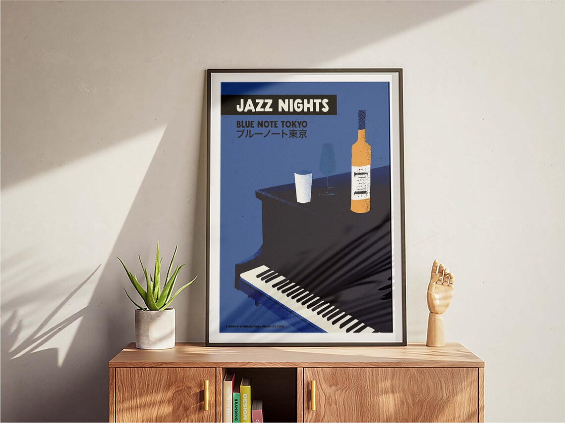 Retro Jazz Nights Tokyo Typography Art Print - Image 3