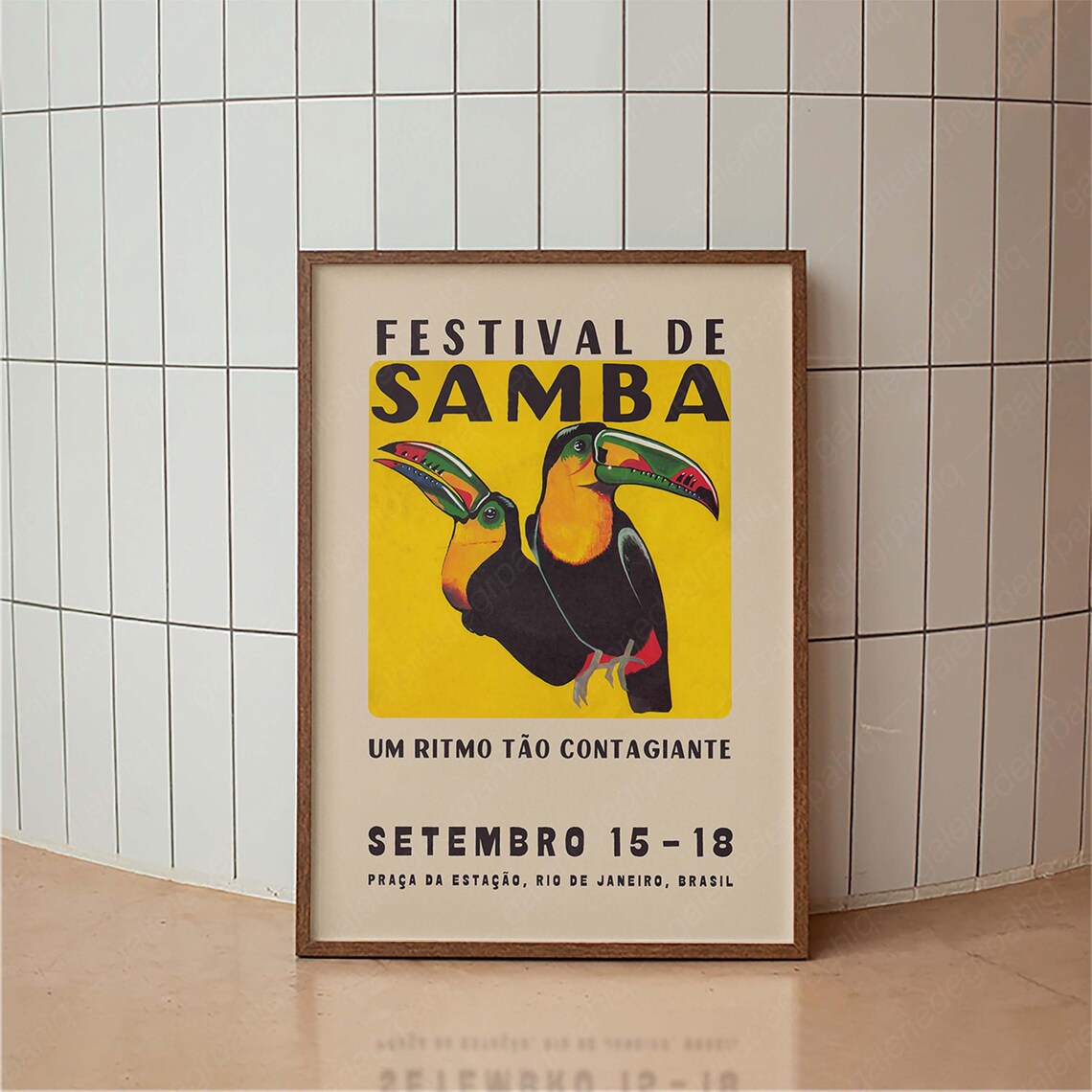 Toucan Samba Festival Vintage Mid-Century Art Print