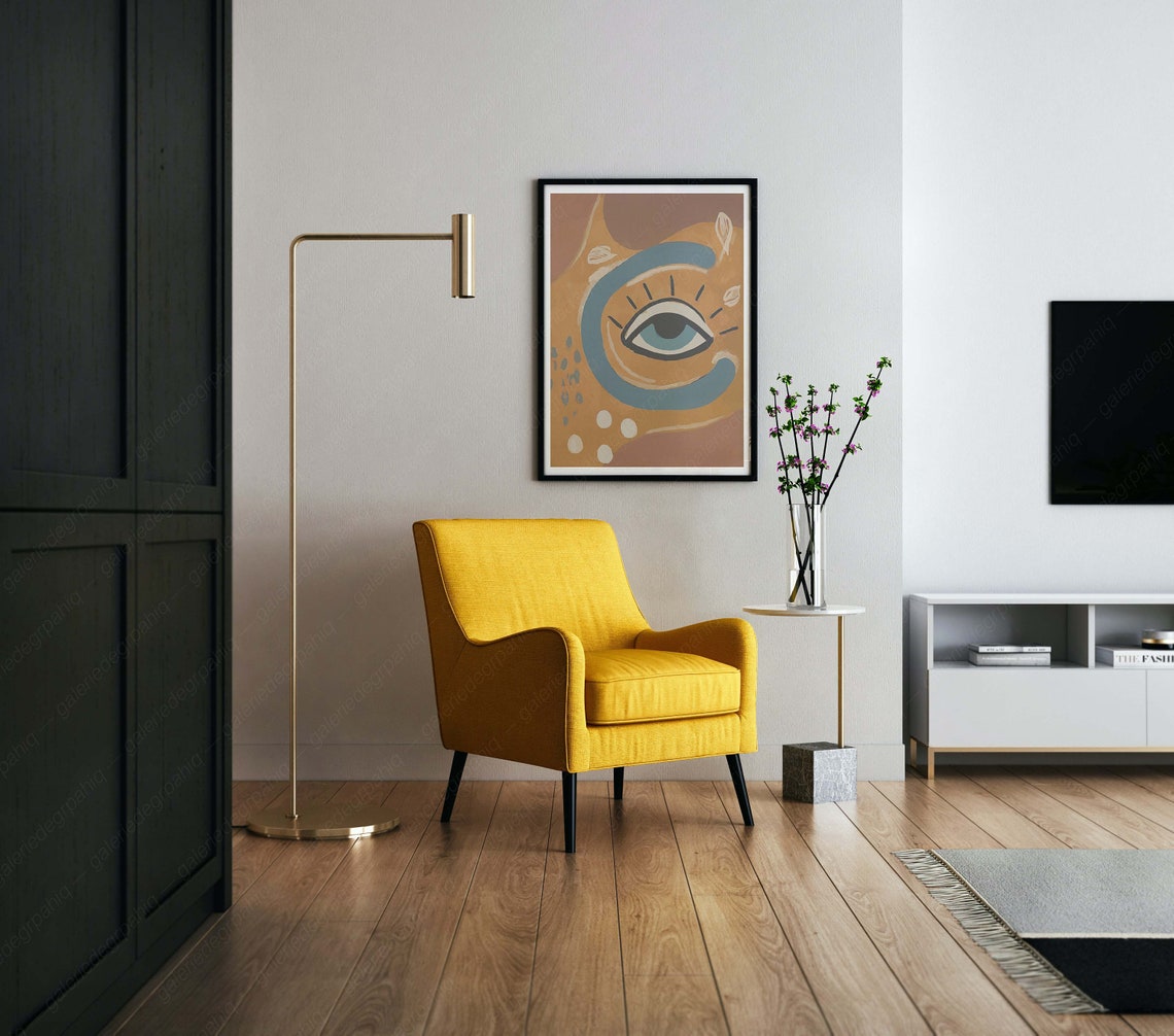 Boho Evil Eye Abstract Terracotta Teal Warm Minimalist Art Print - Image 3