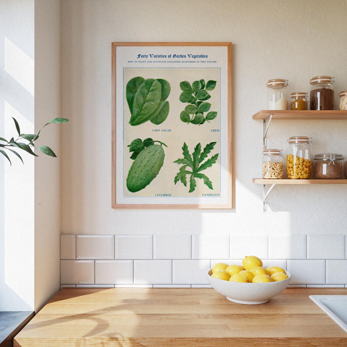 Vintage Green Vegetables Poster, Retro Garden Print - Image 3