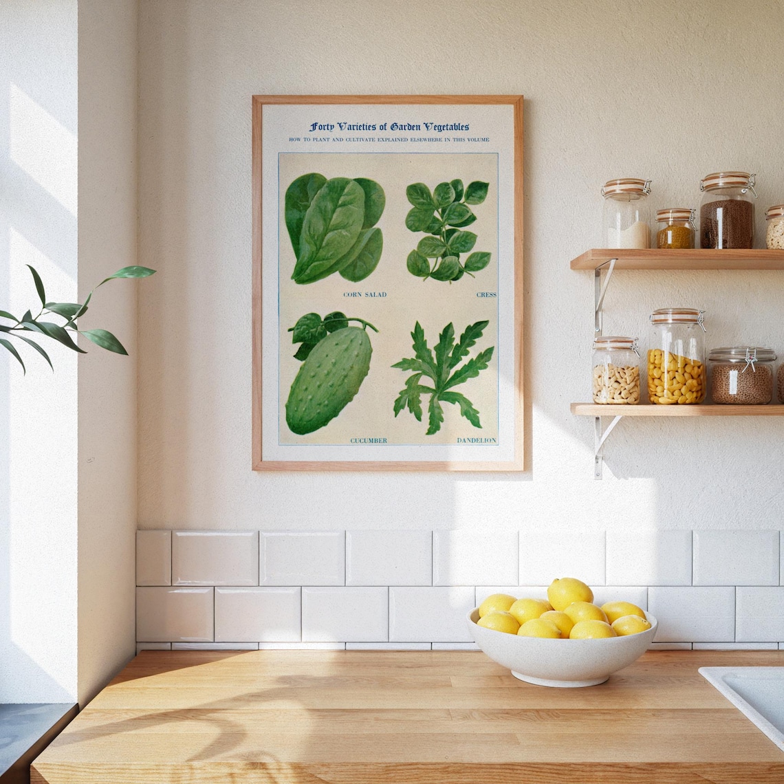 Vintage Green Vegetables Poster Unique Garden Vegetable Print Retro Wall Art Wall Art - Image 3