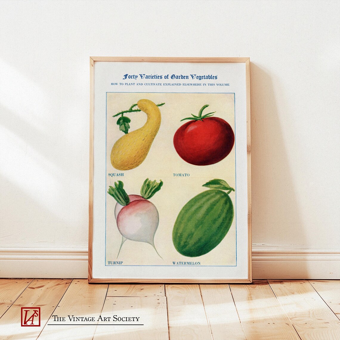 Vegetable Chart Retro Poster, Vintage Farmhouse Kitchen Decor