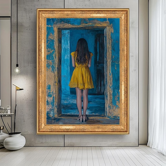 Girl In Yellow Dress Canvas Print Emotional Surreal Home Decor