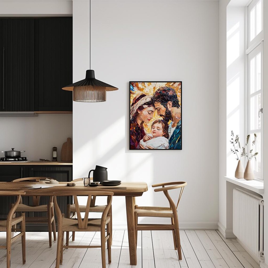 Holy Family Mary Joseph Baby Jesus Impasto Oil Painting Religious Poster - Image 4