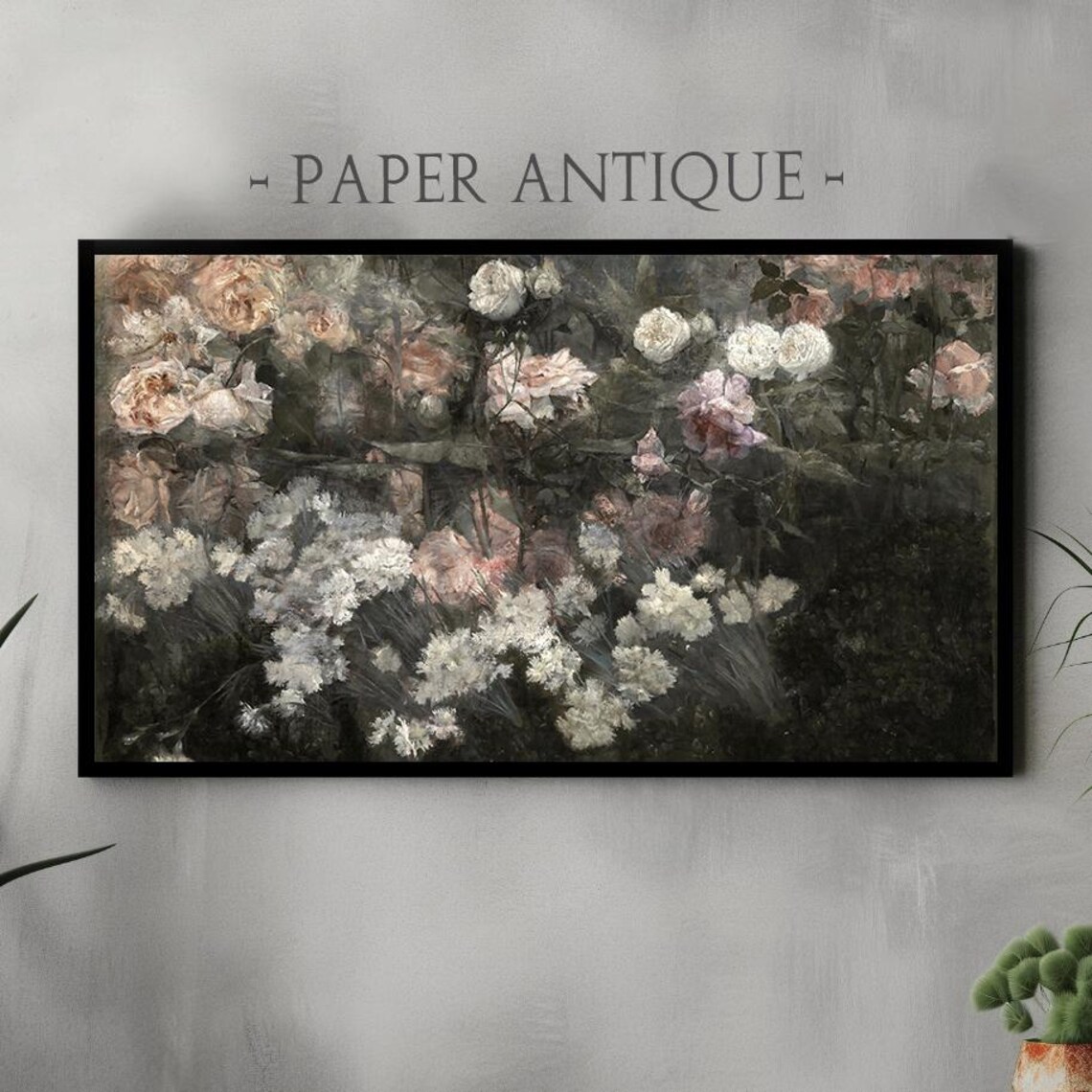 Moody Dark Roses Vintage Floral Oil Painting Botanical Poster