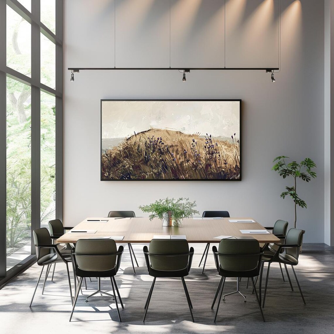 Wild Meadow Dunes with Lavender Abstract Landscape Art Poster - Image 3