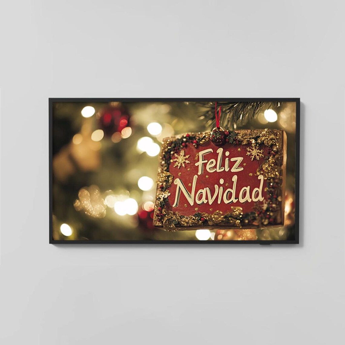 Vintage Feliz Navidad Ornament Sign Rustic Holiday Christmas Poster - Image 2