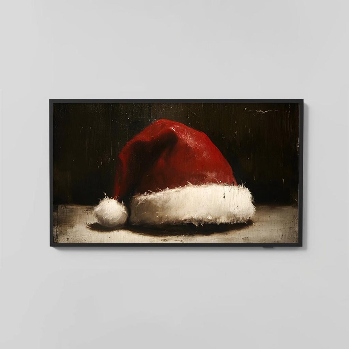 Vintage Red Santa Hat Rustic Christmas Still Life Art Poster - Image 2