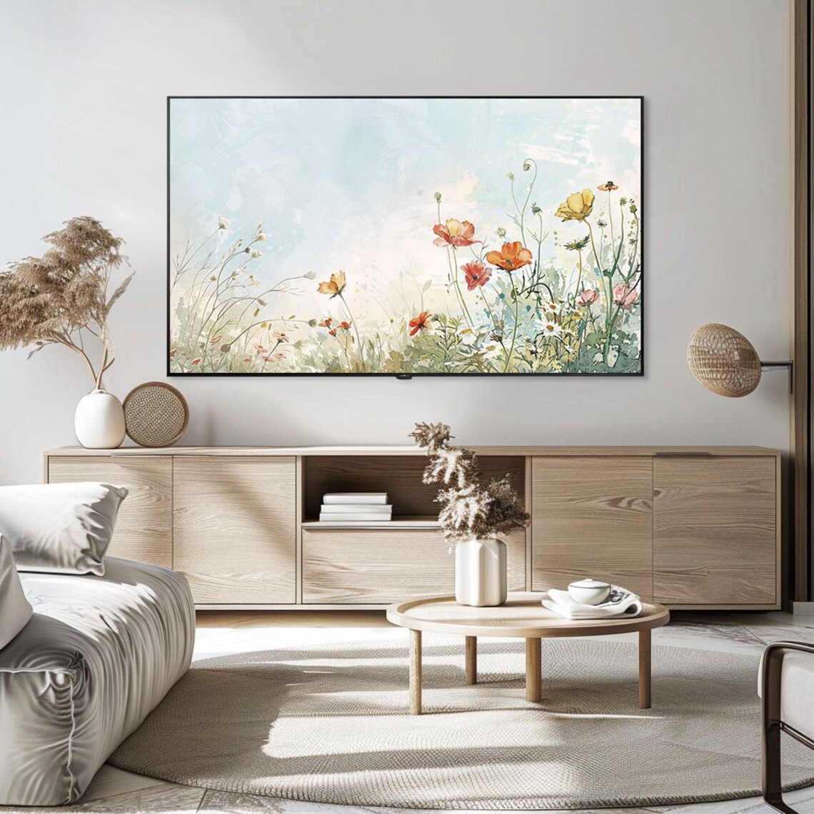 Pastel Wildflower Meadow Watercolor Spring Blooms Art Poster - Image 5