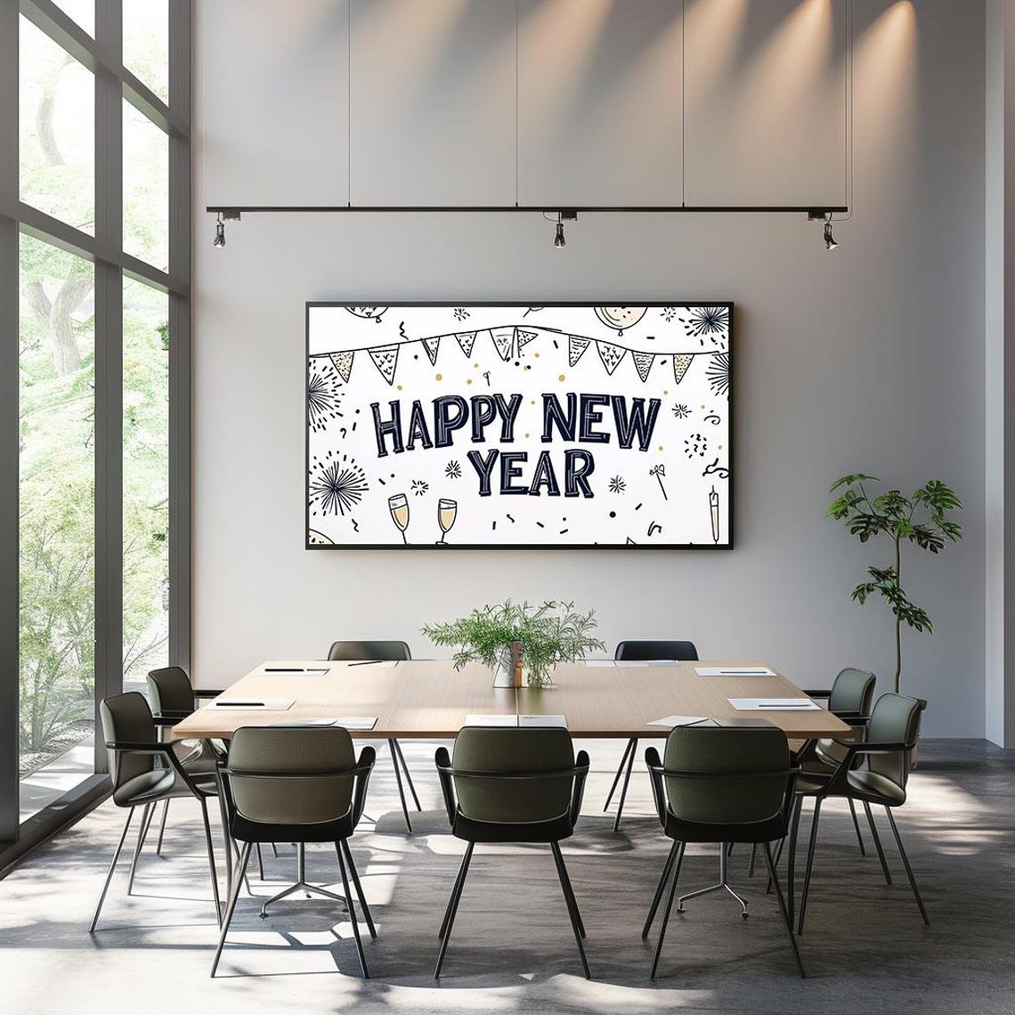 Happy New Year Hand Lettered Doodle Celebration Party Decor Poster - Image 3