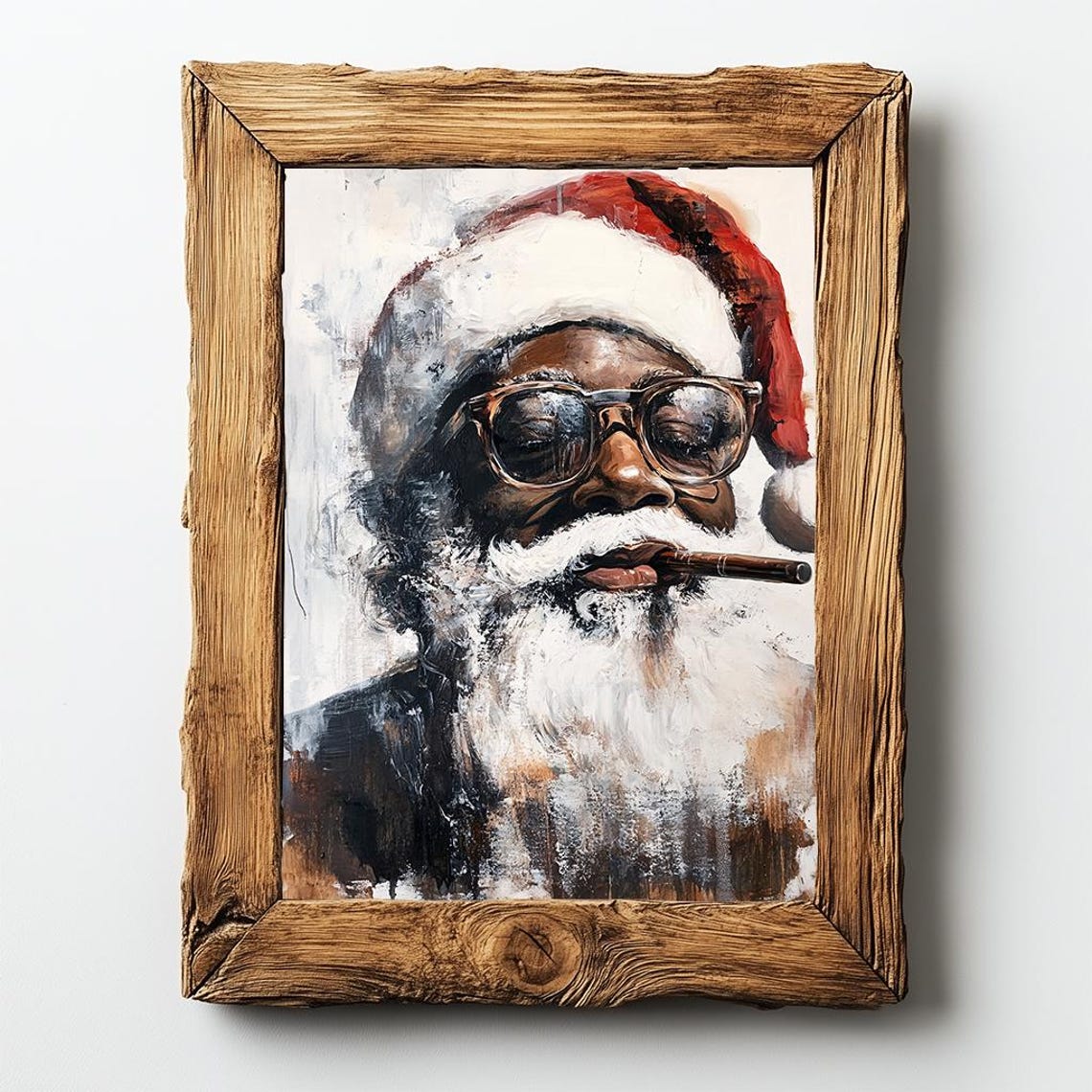 Cool Black Santa Claus With Sunglasses Modern Holiday Poster