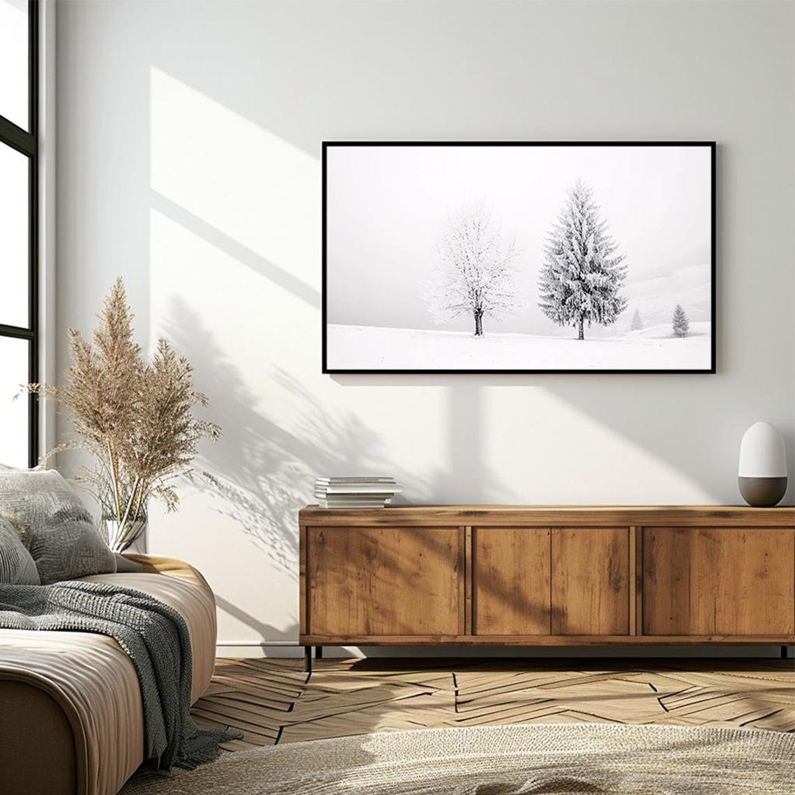 Frosted Trees In Whiteout Monochrome Minimalist Winter Print - Image 4