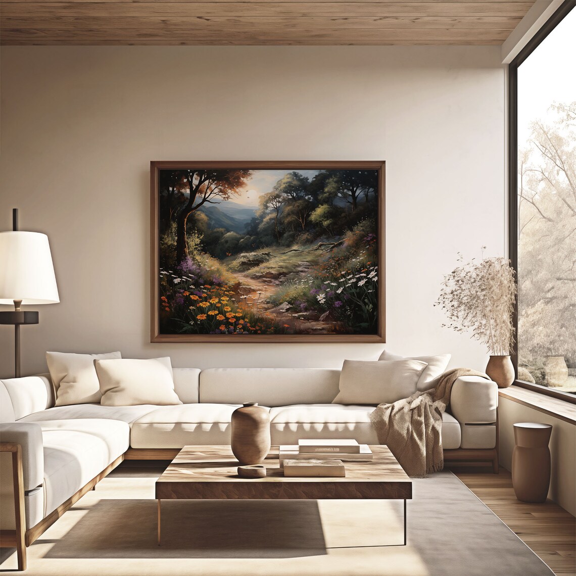 Enchanted Forest Sunset Wildflower Path Butterflies Oil Painting Poster - Image 4