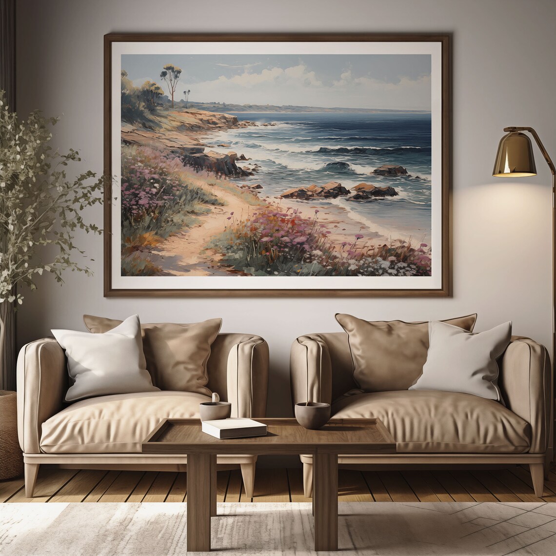 Rocky Coastal Path Seascape Vintage Ocean Oil Painting Poster - Image 2