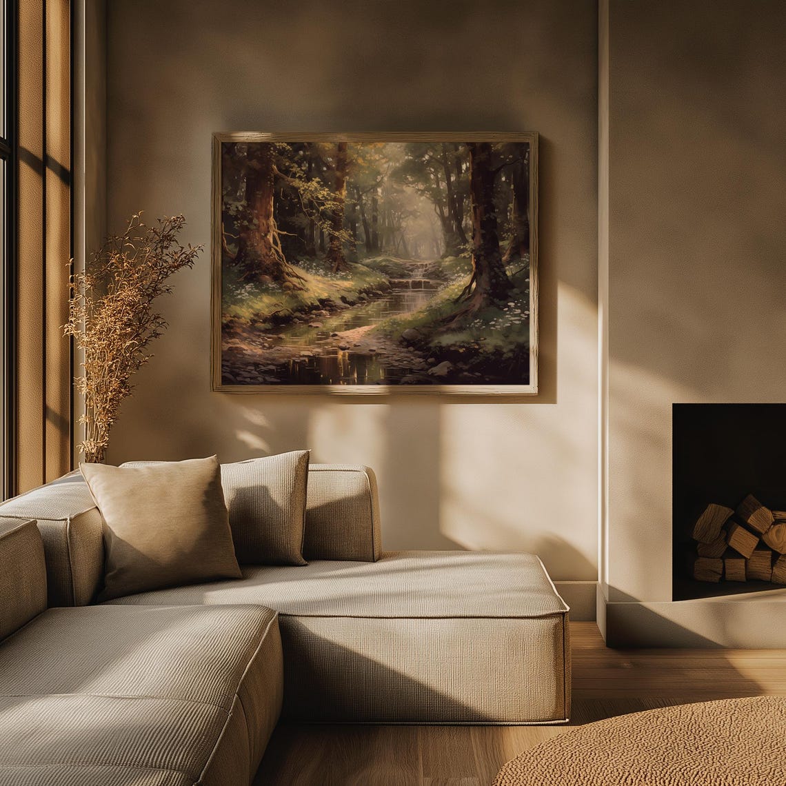 Forest Stream Winding Through Sunlit Woods Mossy Banks Poster - Image 3