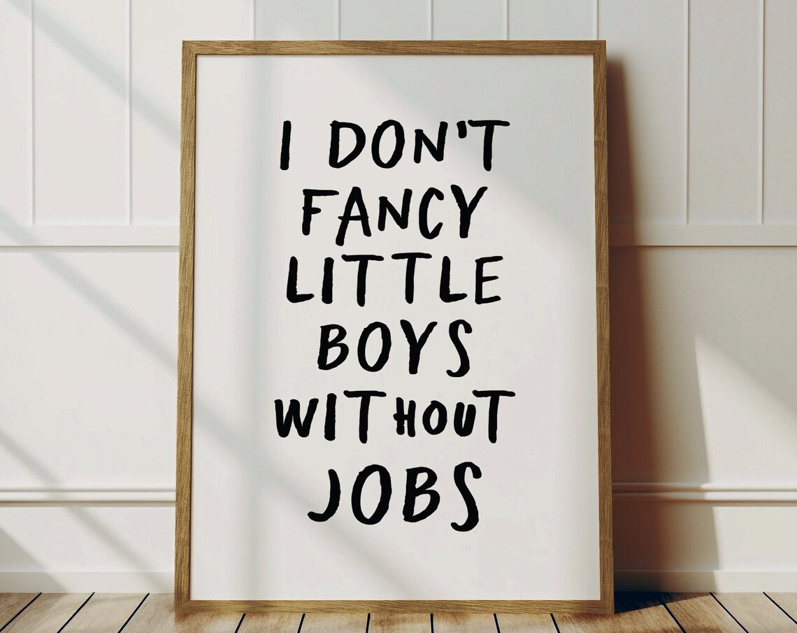 I Dont Fancy Little Boys Without Jobs Sassy Funny Quote Poster