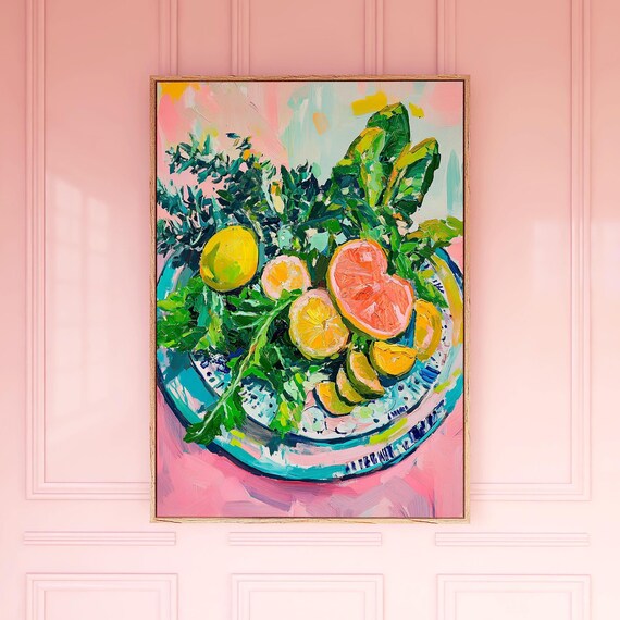 Colorful Citrus Fruit Painting Kitchen Food Still Life Poster