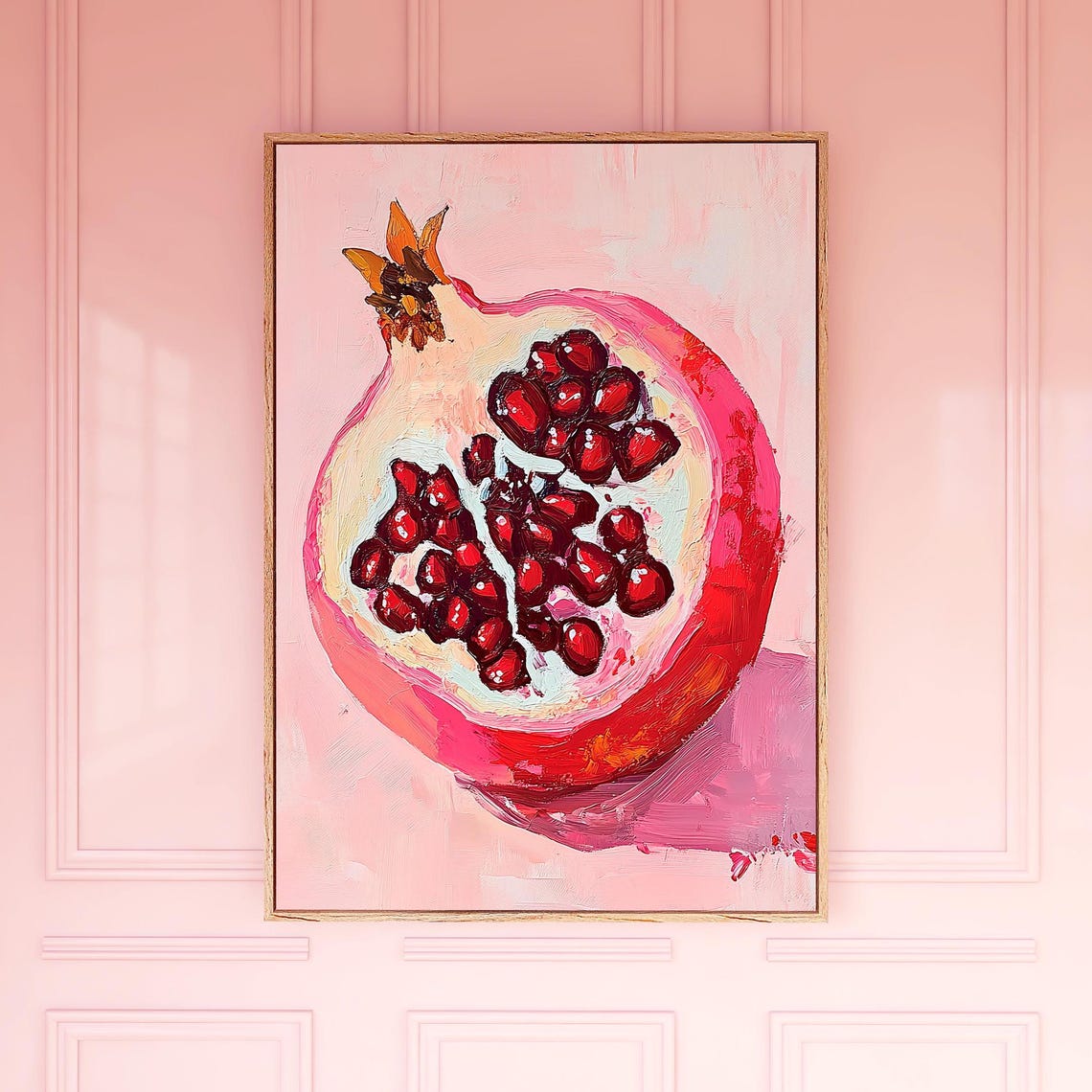 Pink Pomegranate Still Life Painting Kitchen Food Art Poster